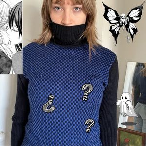 Vintage Blue Checkered Sweater🧵🫐